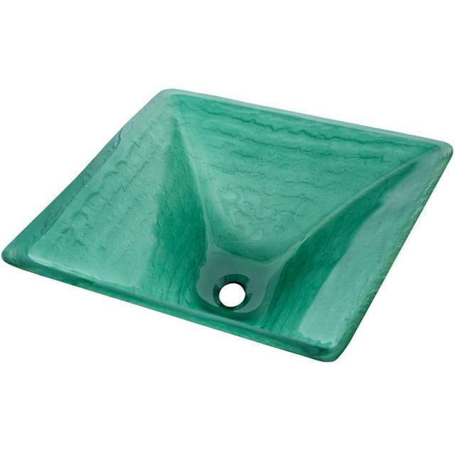 Novatto TIS-286G SAUNA Green Square Frosted Glass Vessel Sink 18.25 Inches Wide