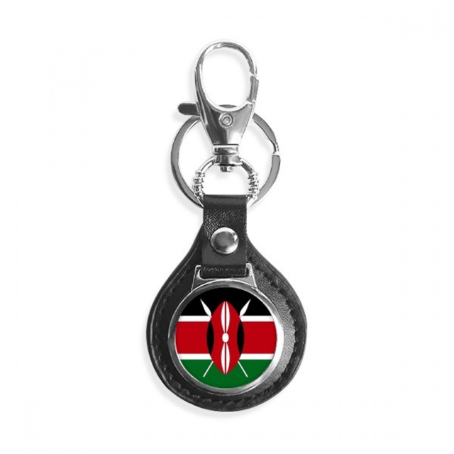 Kenia bandera nacional África país Coche de metal llavero anillo de cuero llavero de regalo