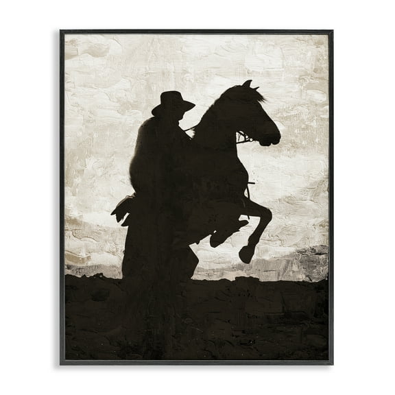 Stupell Industries Rearing Horse & Cowboy Animals Painting Black Framed Art Print Wall Art, 11 x 14