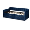 thumbnail image 5 of Baxton Studio Jona Modern and Contemporary Transitional Navy Blue Velvet Fabric Upholstered and Button Tufted Twin Daybed with Trundle, 5 of 10