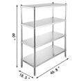 thumbnail image 2 of VEVOR Stainless Steel Shelving Unit 47x18 Inch Storage 4-Shelves Layer Rack Heavy Duty Shelving for Restaurant Garage Pantry Kitchen Space-Saving Overall Chrome Kitchen Rack, 2 of 9
