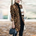 thumbnail image 2 of IROINNID Women's Mid-Long Open Front Coat Stand Collar Graphic Prints Long Sleeve Elegant Outerwear Casual Tweed Loose ooo, Brown, 2 of 8