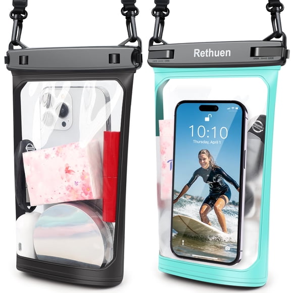 Funda grande impermeable para teléfono móvil Rethuen, paquete de 2