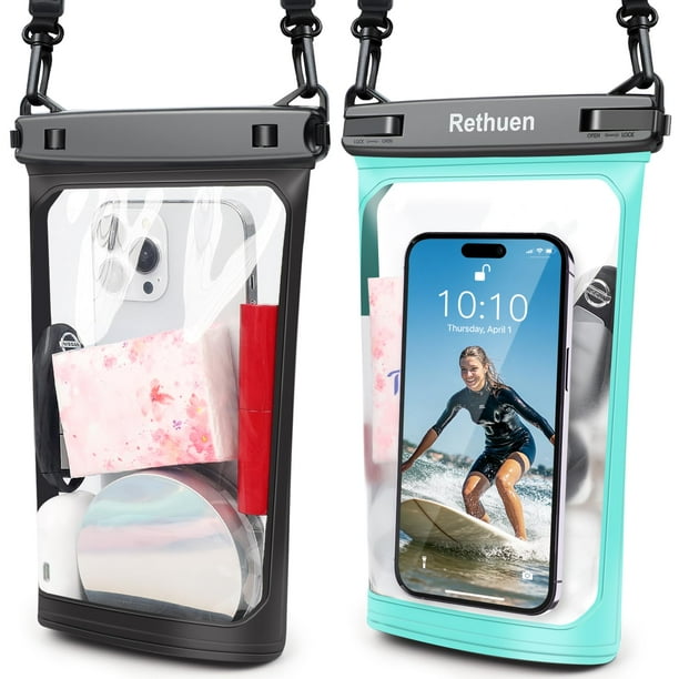 Funda grande impermeable para teléfono móvil Rethuen, paquete de 2