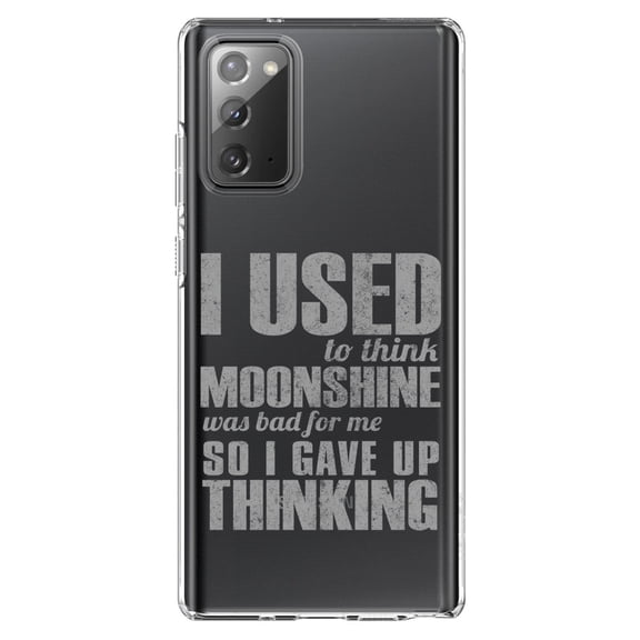 DistinctInk Clear Shockproof Hybrid Case for Galaxy Note 20 ULTRA (6.9" Screen) - TPU Bumper Acrylic Back Tempered Glass Screen Protector - I Used to Think Moonshine Was Bad For Me