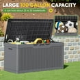 thumbnail image 4 of Outdoor Storage Box 100 Gallon Storage Bin with Lid for Patio Furniture, Garden Tools, Pool Supplies, Lockable, Waterproof and UV Resistant, Gray, 4 of 7