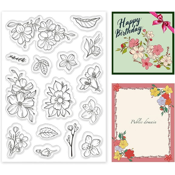 Flower Silicone Clear Stamps for Card Making Floral Transparent Stamps