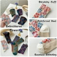 thumbnail image 3 of Vintage Embroidered Floral Socks for Women, Combed Cotton Crew Socks, 3 of 7