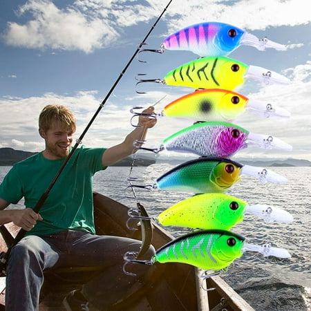 Mallroom 7pcs Simulation 3D Eyes Bass Hard Plastic Fishing Lures Baits Artificial Jigging Tackles Fishing Gear