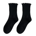 thumbnail image 2 of rygai 1 Pair Women Winter Socks Shirring High Elasticity Soft Solid Color Anti-slip Keep Warm Anti-shrink No Odor Mid Tube Socks Women Clothes Accessory,Black, 2 of 8