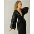 thumbnail image 2 of Sequin V-Neck Angel Sleeve Maxi Dress, 2 of 4