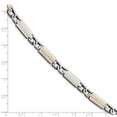 thumbnail image 4 of White Stainless Steel bracelet Men's 8.75 in Polished & Brushed with 14k Fancy Link 8.75in, 4 of 4