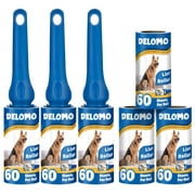 DELOMO Lint Rollers for Pet Hair Extra Sticky  with 3 Rollers   6 Paper Rolls, 360 Sheets Total, Perfect for Furniture, Couch, Carpet, Car Seat & Clothing, Blue