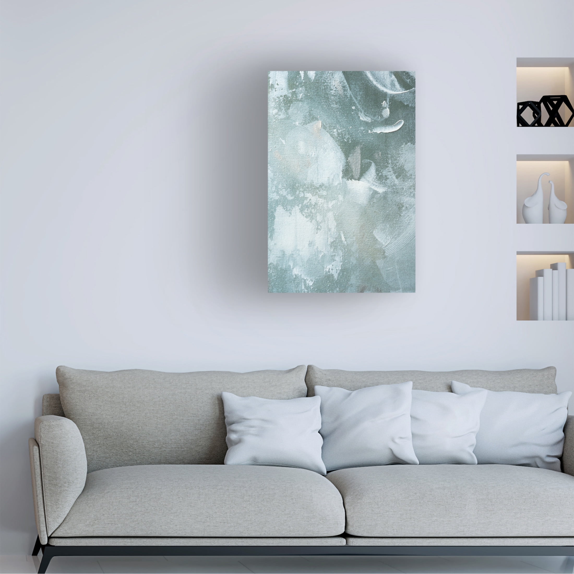 Trademark Fine Art uplusmestudio   Green and White Acrylic No 3 Canvas Wall Art