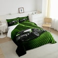 thumbnail image 3 of YST Full Size Race Car Bedding Sets For Boys Kids Bedroom, Cool Racing Car Comforter Set Extreme Sport Car Down Comforter Speed Sports Car Quilt 3 Pieces With 2 Pillow Cases, Green Black, 3 of 5