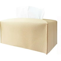 Namzi Tissue Box Cover, Modern Decorative PU Leather Facial Paper Case Organizer Holder Dispenser for Bathroom, Vanity Countertop, Night Stands, Desk, Car,Beige(L)