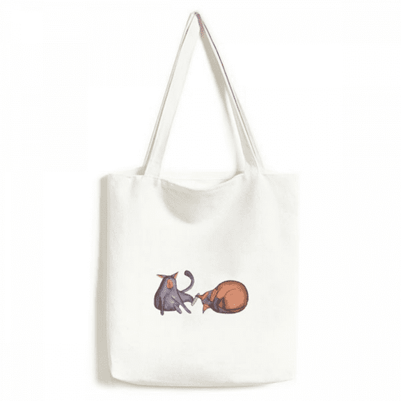 Miaoji Painting Watercolor Blue Cat Tote Canvas Bag Shopping Satchel Casual Handbag