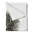 thumbnail image 2 of Grey Soft Flannel Fleece Throw Blanket, Photo of a Big Tree on a Field Branches Fall Season Monochromic Landscape Artwork, Cozy Plush for Indoor and Outdoor Use, 50" x 60", Beige Black, by Ambesonne, 2 of 5
