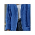 thumbnail image 5 of Women'S Long Sleeve Sweaters Coat Loose Knit Cable Open Front Cardigan Sweater Outerwear Coat with Pockets Blue S, 5 of 8