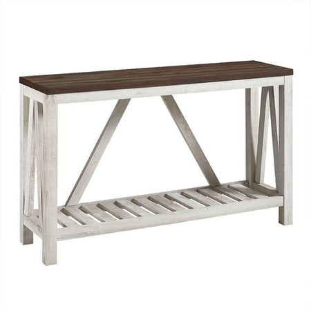 Pemberly Row 52 Rustic Entry Console Table in Dark Walnut Top w and White Oak