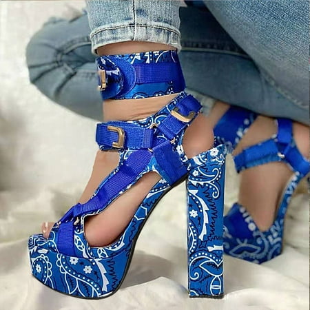 

High Heels Fashion Women s Shoes High Heels Paisley Print Breathable Slip-On Casual Sandals