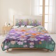 thumbnail image 3 of Full Quilt Set 78''x90'', Teal Spring Floral Lightweight Bedspread Coverlet Set with 2 Pillow Shams, Modern Oil Painted Daisy Botanical Breathable All Season Quilt Bedding for Bedroom/Guest Room, 3 of 9