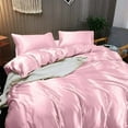 thumbnail image 3 of Cloud Fino 100% Pure Silk Satin Duvet with Fitted Sheet Set 4pcs, Silk Satin Fitted Sheet 15'' Deep Pocket,Silk Satin Duvet Cover,Silk Satin Pillowcases Set !!!(Full XL Rose Pink), 3 of 6