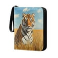thumbnail image 2 of Game Card Storage Bag Collectible Trading Card Albums The 4-Pocket Card Binder With 50-Page Sleeve Can Hold 400 Game Cards Grassland Beautiful Tiger, 2 of 6
