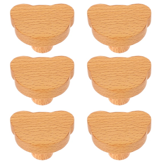 Masteelf Set of 6 Wooden Animal Cabinet Knobs, Bear Shaped Decorative Wood Drawer Pulls for Dresser and Furniture