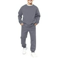thumbnail image 5 of UACY 2 Piece Sweatsuits for Boys Girls School Athletic Outfit Fall Winter Tracksuit Pullover Sweatshirt (Dark Gray, 6-7 Years), 5 of 7