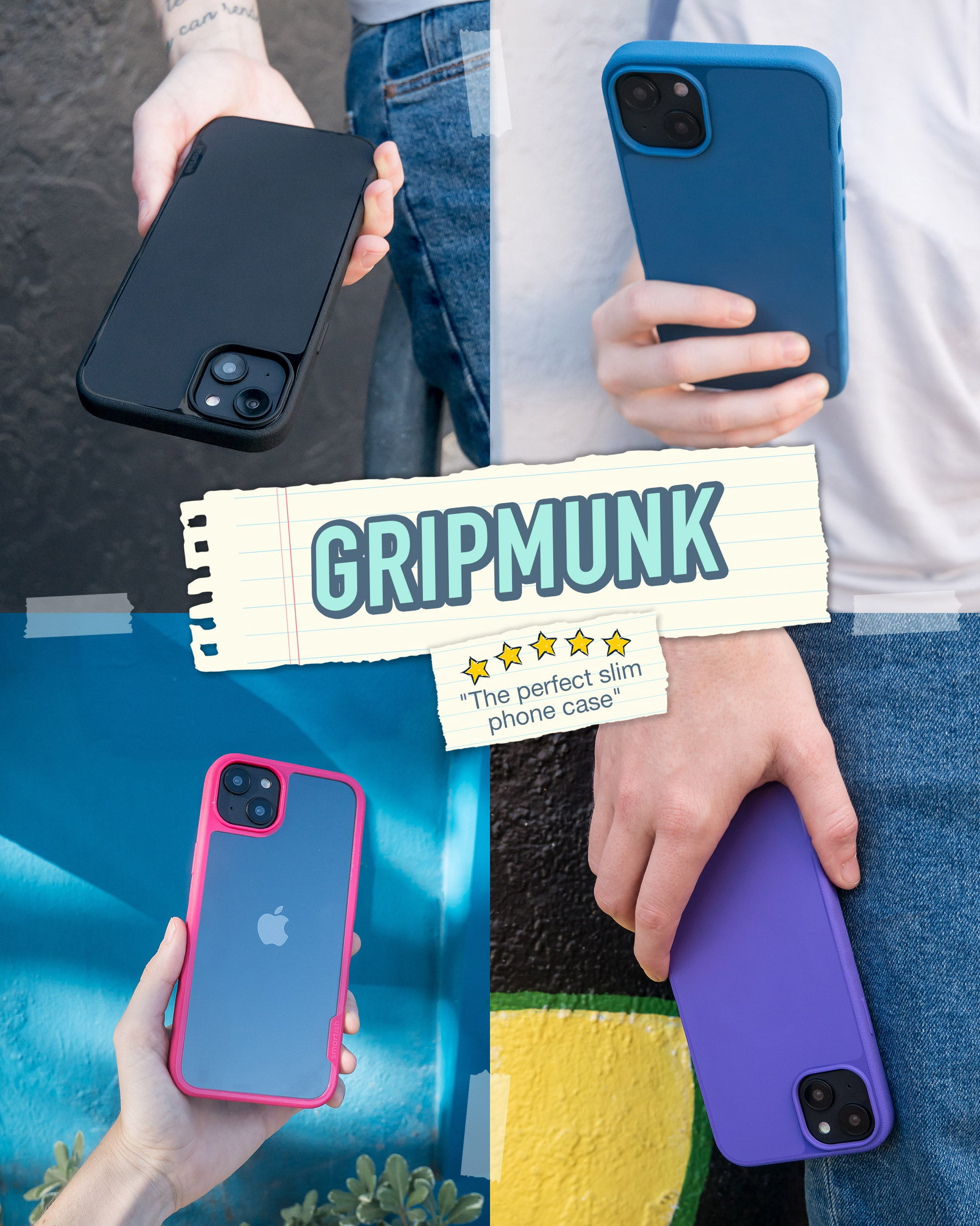Smartish iPhone 14 Pro Max Slim Case - Gripmunk Compatible with MagSafe [Lightweight + Protective] Thin Grip Cover with Microfiber Lining - Blues on the Green