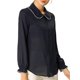 thumbnail image 4 of Camisas de trabajo de botón con cuello Peter Pan y volantes de Allegra K para mujer en azul marino, 4 of 7