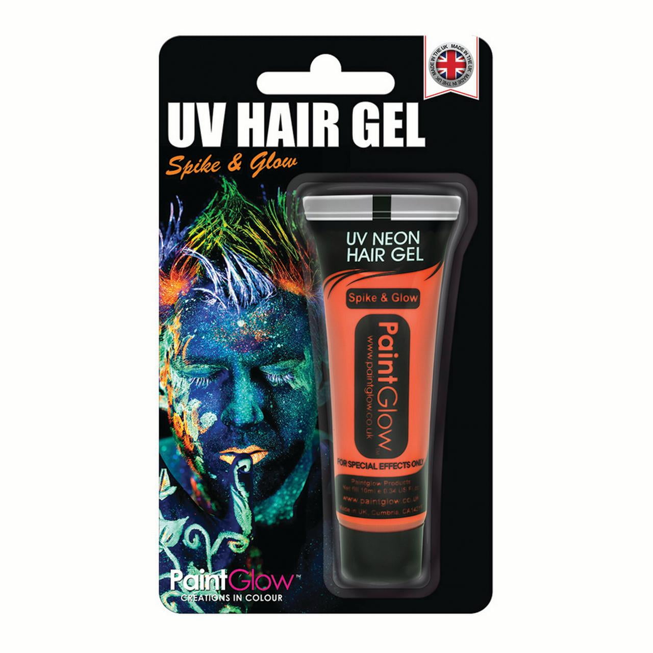 PaintGlow UV Reactive Spike and Glow 10ml Hair Gel, Orange