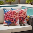 thumbnail image 4 of 4th of July Flower Outdoor Waterproof Pillow Covers, Poppy Patriotic Red Blue USA Flag Decorative Square Throw Pillowcase Sofa Cushion Sham for Patio/Couch/Chair, 16"x16" 2 Pack, 4 of 8