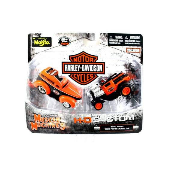 MAISTO MUSCLE MACHINES 1:64 HARLEY DAVIDSON H-D CUSTOM FORD MODEL AA 2 PACK by Maisto