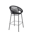 thumbnail image 5 of Bar Stools, Outdoor Barstools Set of 2, PE Wicker Seat and Backrest with Black Iron Frame, Ergonomic Counter Height Stools for Patio, Kitchen, or Bar in Black, 5 of 11