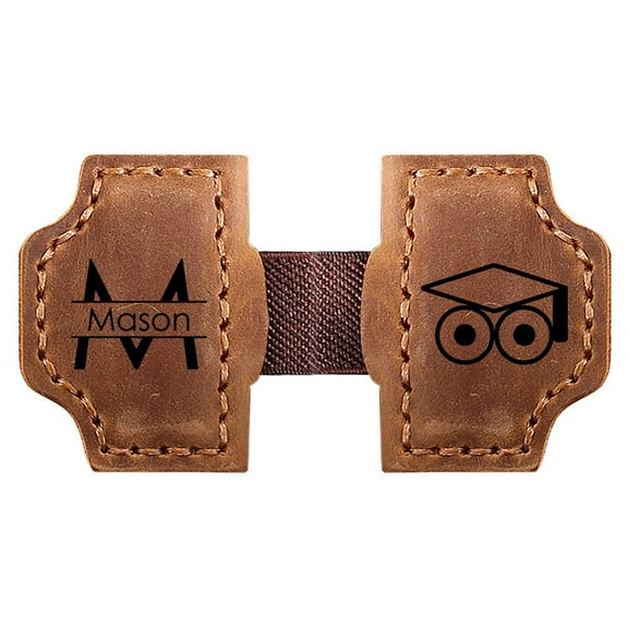 Custom Mark Bookmark with Pen Holder Personalized Magnetic Leather Pen Holder,