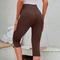 thumbnail image 6 of ClodeEU Women's High Waisted Slim Fit Capri Leggings with Button ,Solid Color Summer Layering Pants Brown^,Womens Plus XXXL, 6 of 8