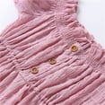 thumbnail image 5 of Mercatoo Toddler Girl's Summer Casual Sundress Puff Sleeved Crew Neck Solid Color Buttons A line Ruffle Dress Prom Party Dress, 5 of 5