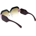 thumbnail image 4 of Oversize Semi Rimless Square Sunglasses Wide Arms Metal Rivets 60mm (Black Purple / Lavender), 4 of 4