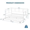 thumbnail image 2 of Twin Metal Daybed with Trundle, Pullout Trundle Bed Frame with Arched Headboard, Guest Sofa Bed with Steel Slat Support, No Box Spring Required, Easy Assembly, White, 2 of 7