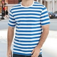 thumbnail image 2 of Daznico Mens Shirts - Color Blocked Striped Striped Men Casual Loose Comfortable Business Sports Round Neck Short Sleeved T Shirt - Shirts for Men,Color:Light Blue,Size:4XL, 2 of 4