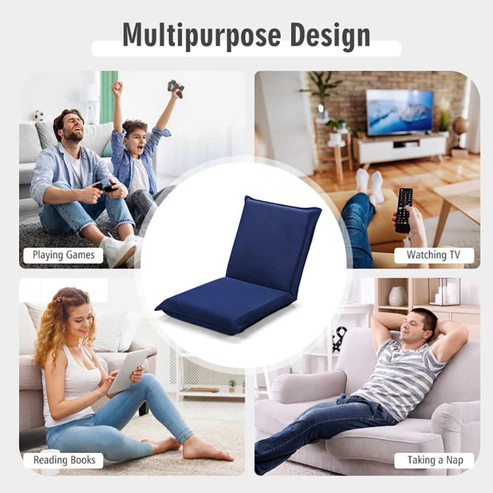 Finihen Floor Chair, Folding Lazy Sofa Chair, Adjustable 6 Positions Folding Lazy Man Sofa Chair, for Living Room, Bedroom, for Gaming, Reading, Navy Finihen Floor Chair, Folding Lazy Sofa Chair, Adjustable 6 Positions Folding Lazy Man Sofa Chair, for Living Room, Bedroom, for Gaming, Reading, Navy