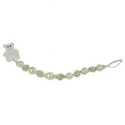 Dlux Jewels White Baby Pacifier Clip with Enamel Teddy Bear
