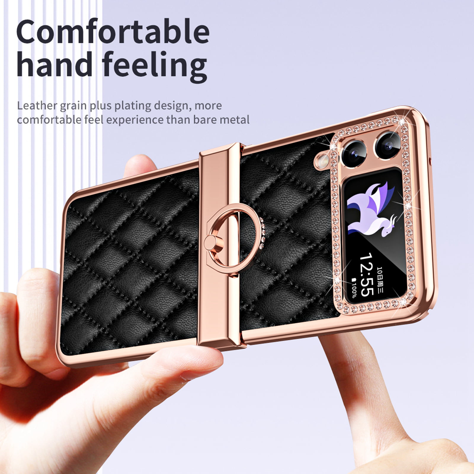 CEOKOK for Samsung Galaxy Z Flip 4 Glitter Case Cute Clear with Design  Bling Shiny Reflective Pink Sparkle Protective Aesthetic Phone Cover for  Women