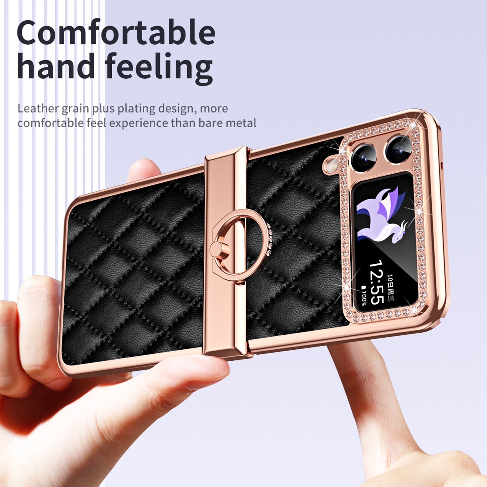 TECH CIRCLE for Samsung Galaxy Z Flip 4 5G Case, Sparkle Glitter Bling Anti-Scratch Full-Body Shockproof Protective Phone Case with Finger Ring for Samsung Galaxy Z Flip 4 5G 6.7 inch,Black