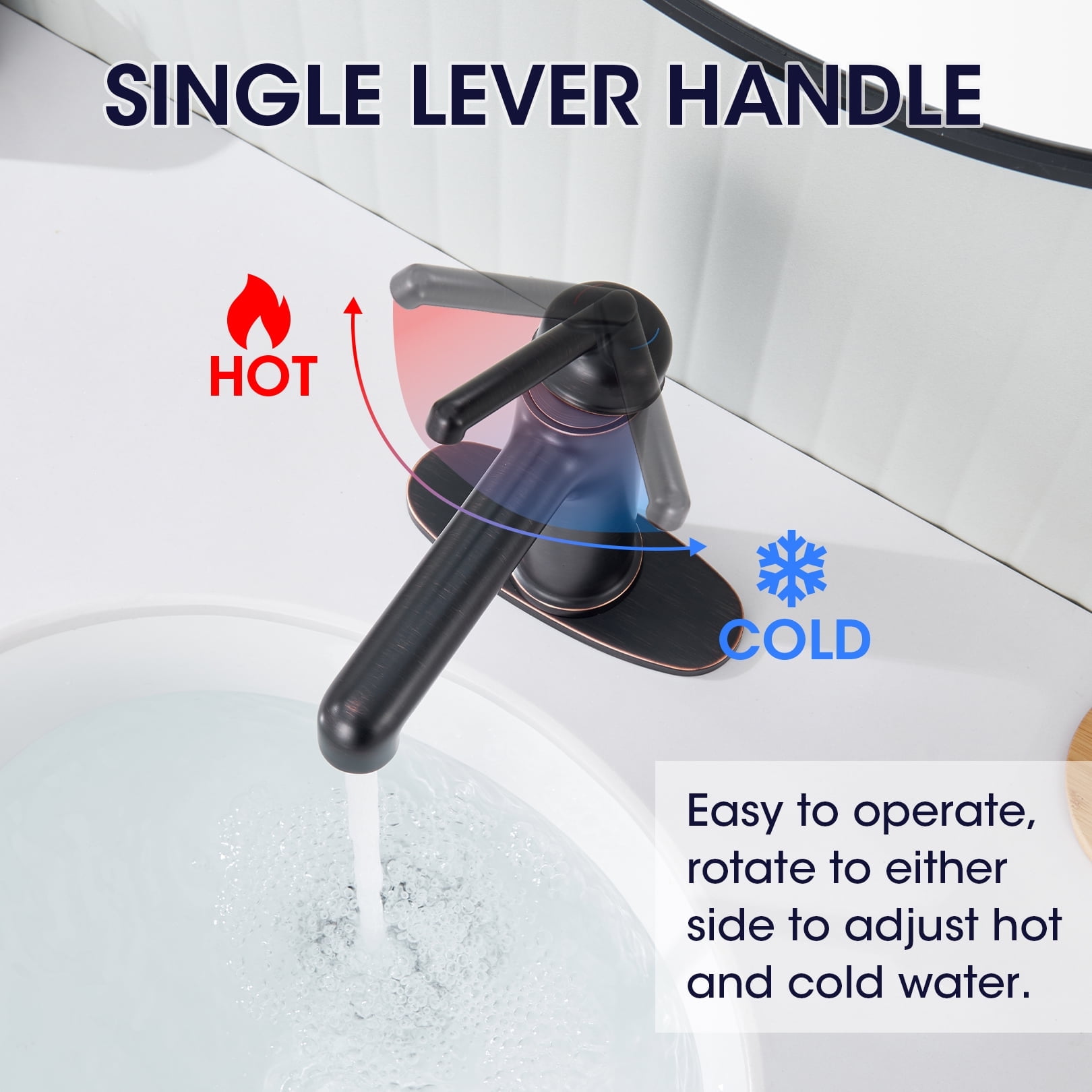 Wowkk Bathroom Sink Faucets Solid Brass Single Handle Bathroom Faucets with Deck Mount 1 Hole or 3 Hole and Supply Line, Straight Spout Vanity Faucet for RV Restroom Hotel, Oil Rubbed Bronze