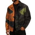 thumbnail image 2 of HAJWOH Mens Halloween Corduroy Jacket with Lapel Loose Fit Long Sleeve Fall Winter Coat, 2 of 3