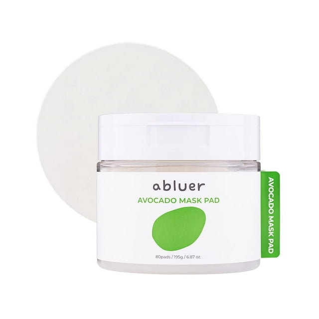 abluer Almohadilla para mascarilla de aguacate (80 almohadillas) - Almohadillas para mascarilla facial de 6.87 oz - Aguacate y centella - Hidratación profunda y calmante - Húmedo y refrescante - Cuida