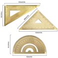 thumbnail image 3 of Retro Copper Right Angle Triangle Ruler Precision Drafting Tool, 3 of 5
